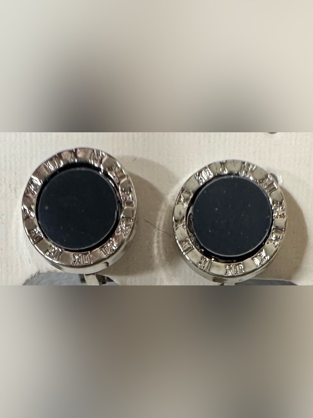 Silver and Black Round clip-on earrings Classic Two-Tone Design